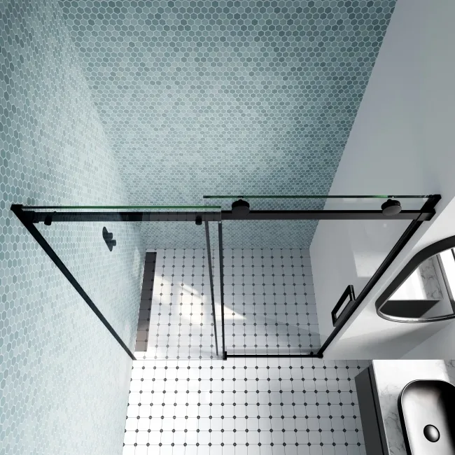 Oslo Matt Black Premium Easy Clean 8mm Sliding Shower Door 1400mm