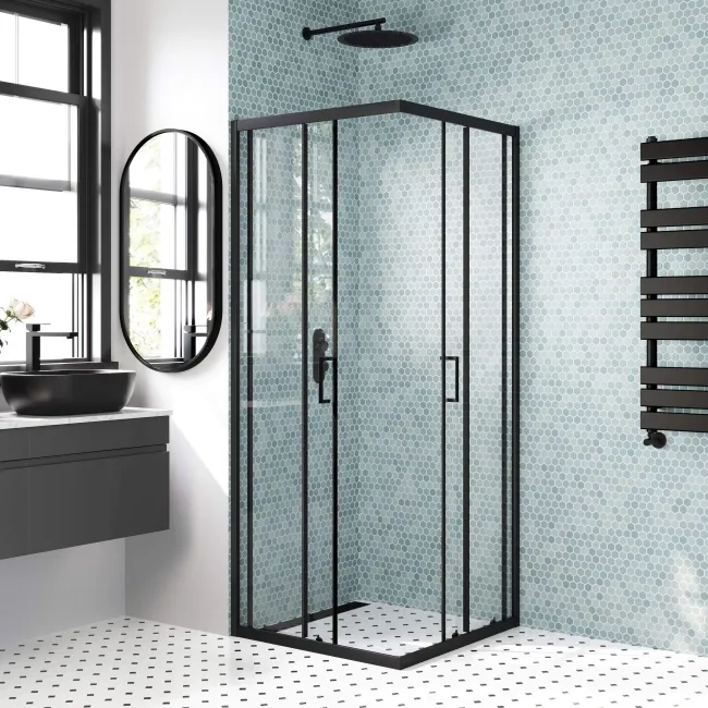 London Matt Black 6mm Corner Entry Shower Enclosure 760x760mm