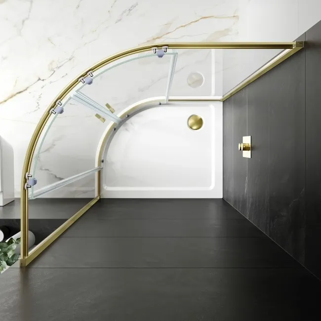 London Brushed Brass 6mm Offset Quadrant Shower Enclosure 1000x800mm