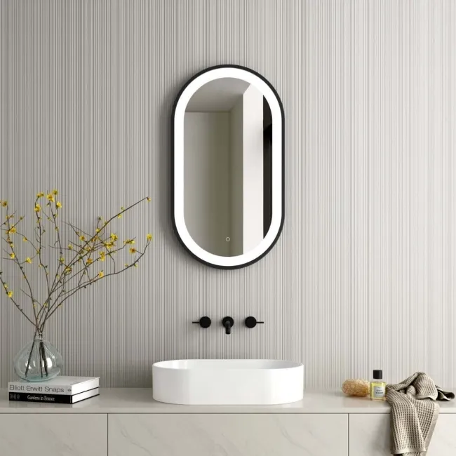 Darci Black Framed Illuminated LED Mirror 900x500mm