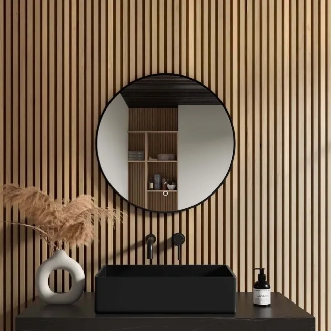  Mollie Black Framed Round Backlit llluminated LED Mirror 600mm 