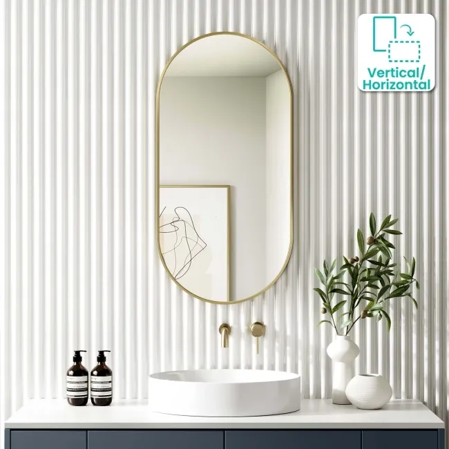 Essence Brushed Brass Oval Bathroom Mirror 1000x500mm