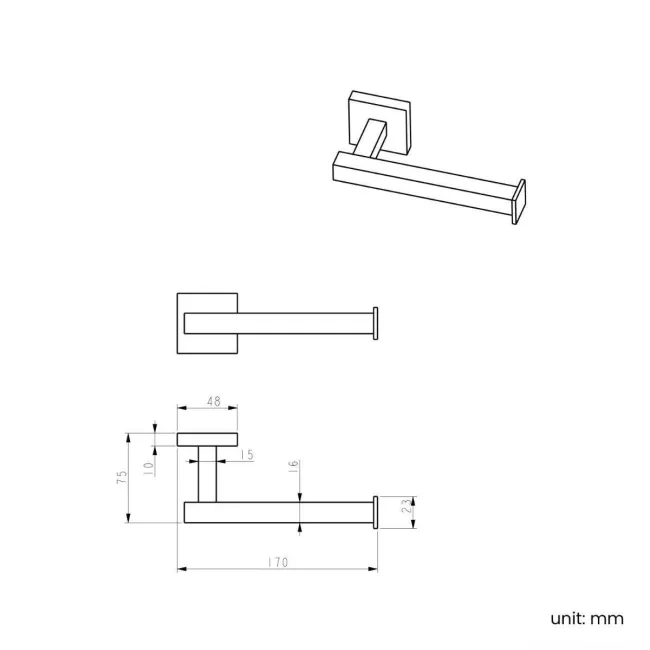Isla Brushed Brass Square Toilet Roll Holder