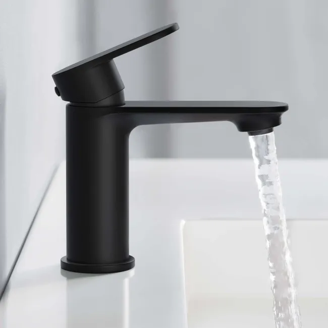 Anker Matt Black Basin & Shower Bath Mixer Tap Set