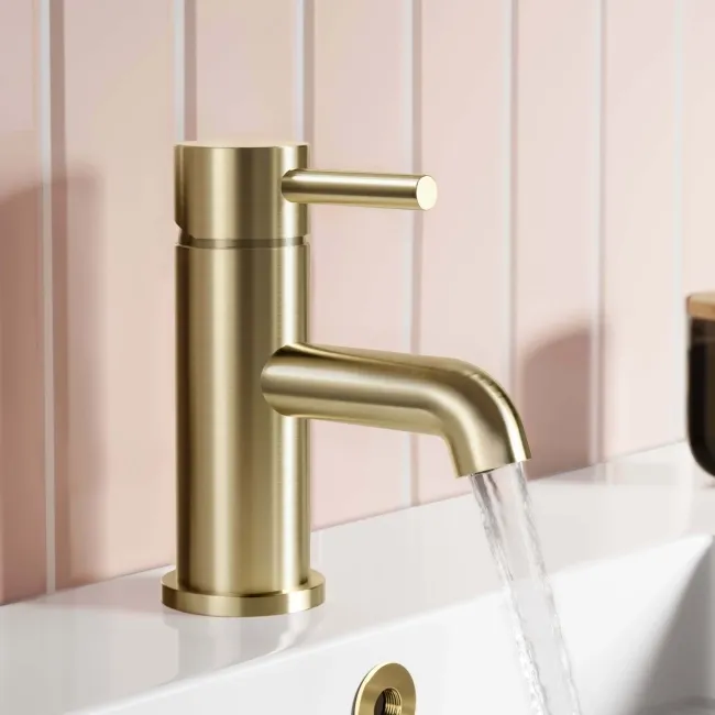 Trent Brushed Brass Basin & Shower Bath Mixer Tap Set