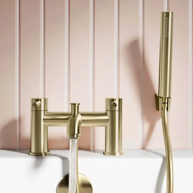Trent Brushed Brass Basin & Shower Bath Mixer Tap Set