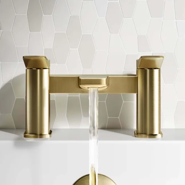 Aire Brushed Brass Basin & Bath Mixer Tap Set