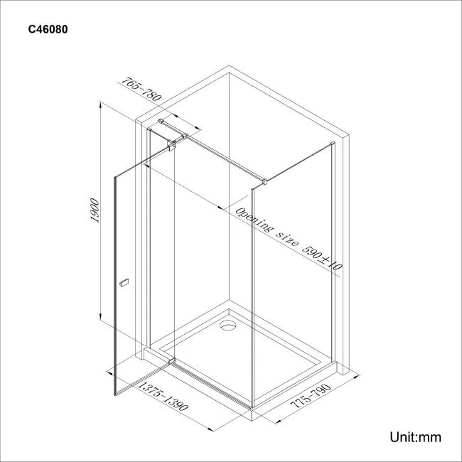 Vienna Easy Clean 8mm Hinged Shower Enclosure 1400x800mm