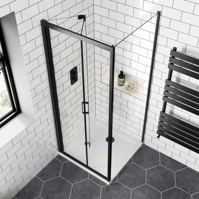 London Matt Black 6mm Bifold Shower Enclosure 800x800mm