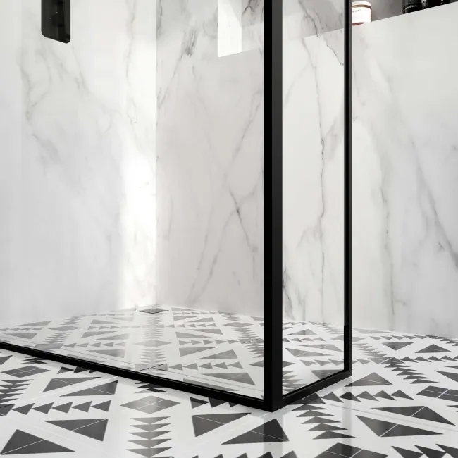 Munich Matt Black Framed 8mm Wet Room Shower Glass 1400mm & 250mm Return Panel