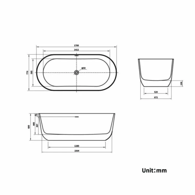 Finsbury 1700mm Freestanding Bath