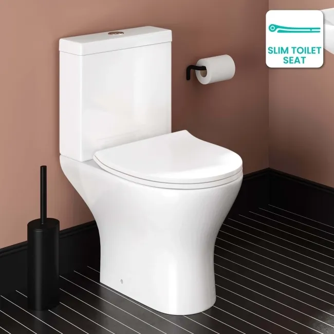 Orlando Rimless Close Coupled Toilet With Soft Close Slim Seat