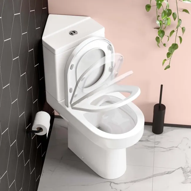 Denver Rimless Comfort Height Close Coupled Corner Toilet With Soft Close Seat