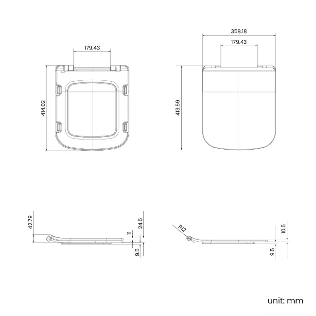 Atlanta Rimless Close Coupled Corner Toilet With Soft Close Slim Seat