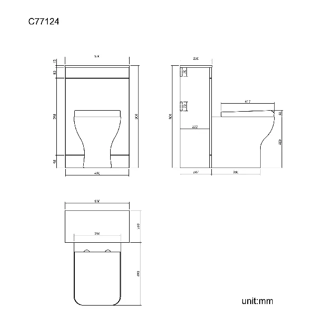 Avon & Trent Gloss White Slimline Back To Wall Unit and Atlanta Toilet
