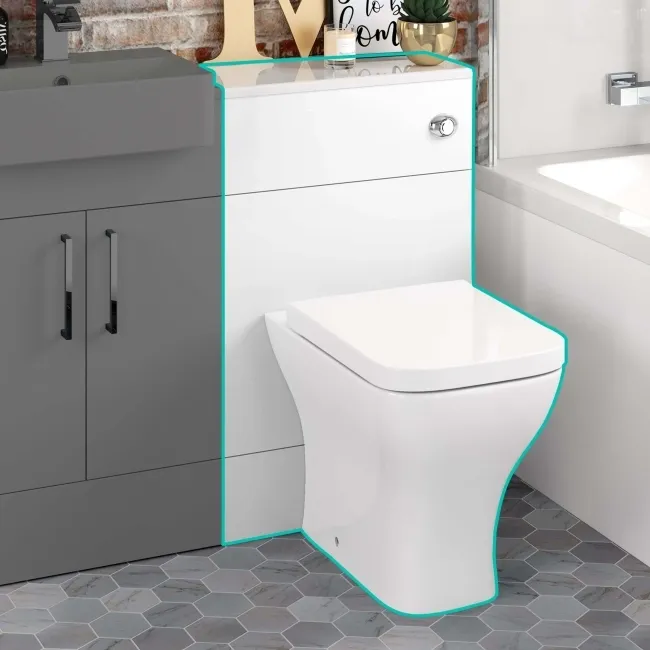 Harper Gloss White Back To Wall Unit 500mm and Atlanta Toilet