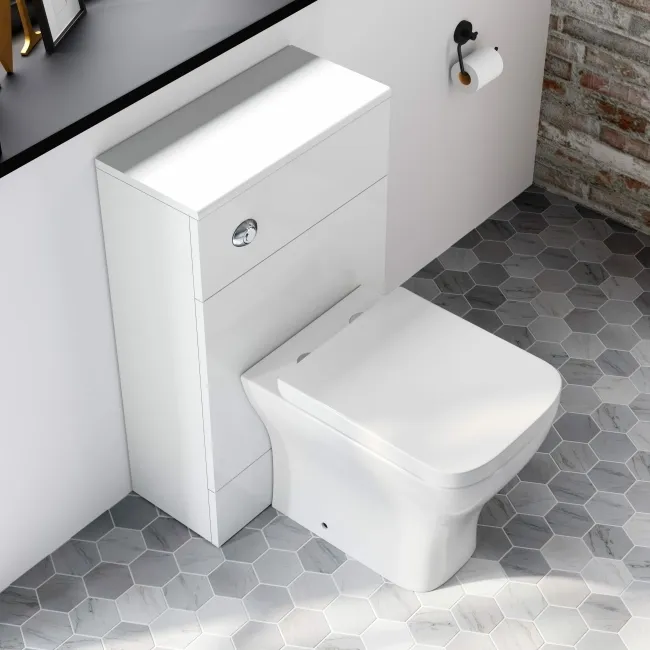 Harper Gloss White Back To Wall Unit 500mm and Atlanta Toilet