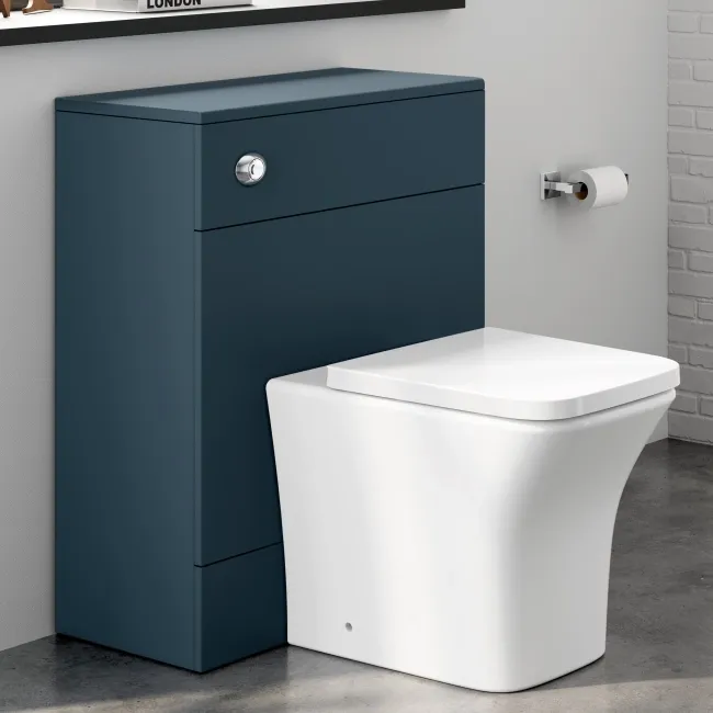 Harper Navy Blue Back To Wall Unit and Houston Toilet