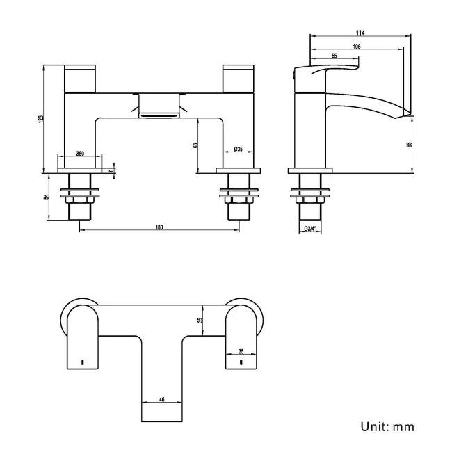 Severn Matt Black Basin & Bath Mixer Tap Set