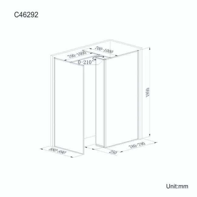 Munich Matt Black Framed 8mm Walk In Shower Enclosure 800mm & 900mm Glass with Pivotal Return Panel