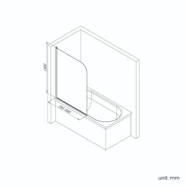 Dover 1600x750 Keyhole Shower Bath & 6mm Easy Clean Screen
