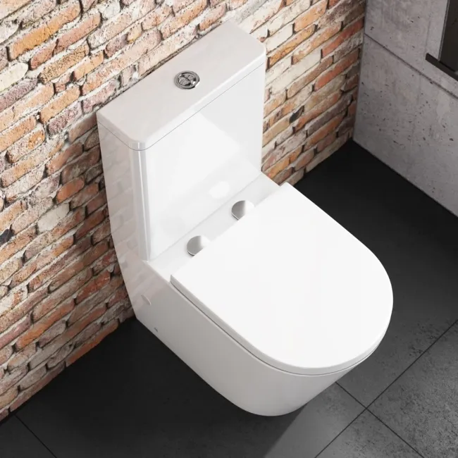 Boston Rimless Fully Back To Wall Close Coupled Toilet With Premium Soft Close Seat