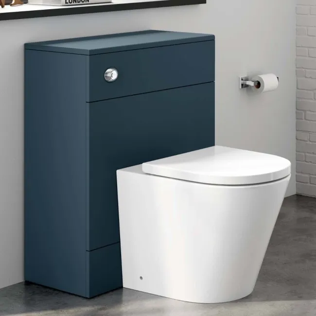 Harper Navy Blue Back To Wall Unit and Boston Toilet