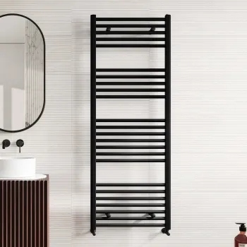 Naples Premium Matt Black Straight Heated Towel Rail 1600x600mm