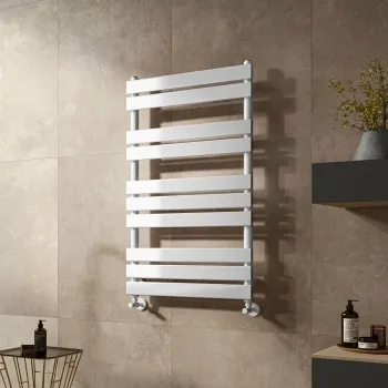 Santorini White Flat Panel Heated Towel Rail 1000x600mm