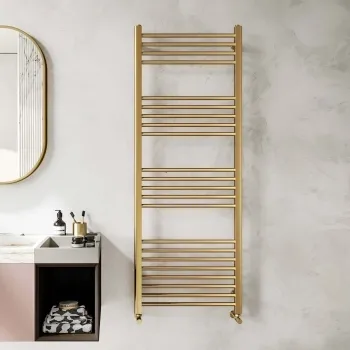 Barcelona Brushed Brass Straight Heated Towel Rail 1600x600mm