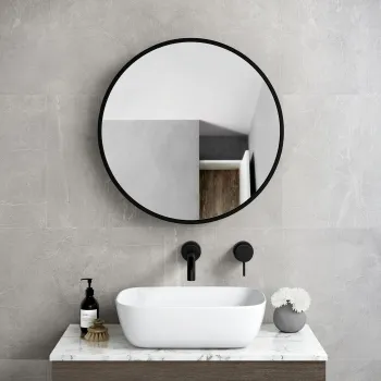 Mollie Black Framed Round Mirror Cabinet 600mm