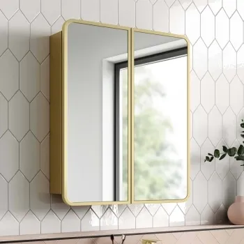 Olivia Matt Brass Mirror Cabinet 710x600mm