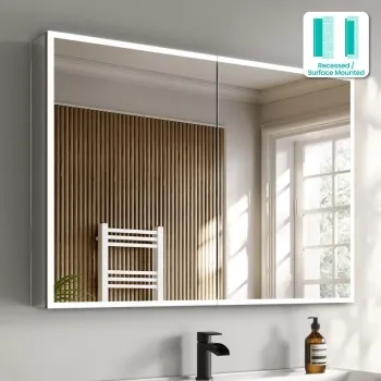 Esme Matt Black Illuminated LED Recessed Mirror Cabinet 700x1000mm