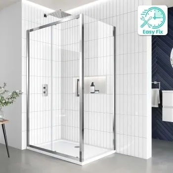 Hamburg Easy Clean 8mm Sliding Shower Enclosure 1200x800mm - Easy Fix Feature