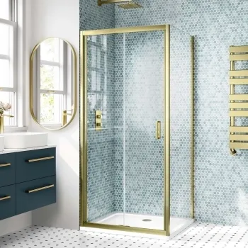 London Brushed Brass 6mm Bifold Shower Enclosure 900x700mm