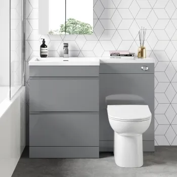 Trent Stone Grey Combination Basin Drawer and Aruba Toilet 1100mm - Left Handed