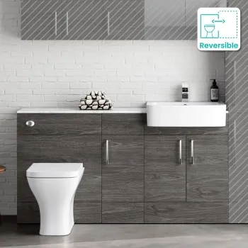 Harper Charcoal Elm Combination Vanity Basin with Marble Top & Atlanta Toilet 1500mm