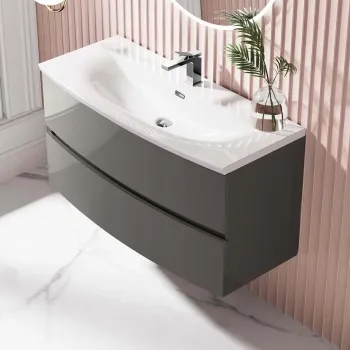 Bali Tungsten Grey Wall Hung Basin Drawer Vanity 1000mm