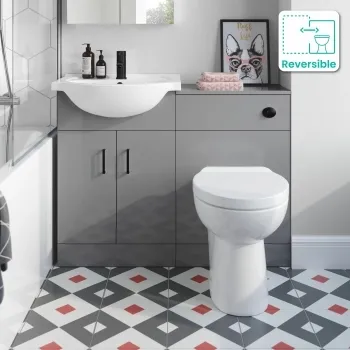 Quartz Stone Grey Combination Vanity Basin and Austin Toilet 1050mm - Black Accents