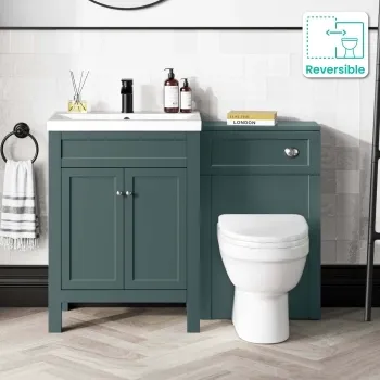 Bermuda Midnight Green Combination Vanity Basin and Seattle Toilet 1100mm