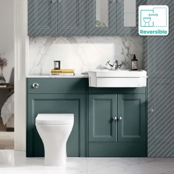 Monaco Midnight Green Combination Vanity Traditional Basin with Marble Top & Atlanta Toilet 1200mm