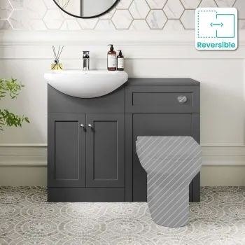 Capri Slate Grey Basin Vanity and Back To Wall Unit 1050mm (Excludes Toilet) - Chrome Handles