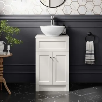 Milos Cotton White Vanity with Mesa Basin 500mm - Chrome Handles