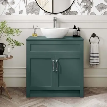 Milos Mystic Green Vanity with Oval Basin 800mm - Traditional Handles