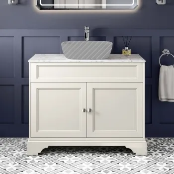 Lucia Chalk White Cabinet with Marble Top 1030mm - Excludes Counter Top Basin
