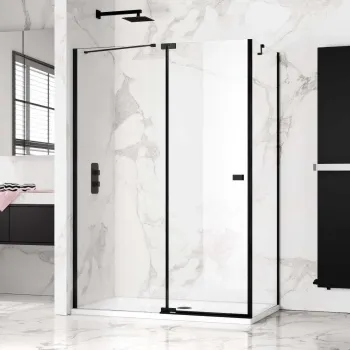 Vienna Matt Black Easy Clean 8mm Hinged Shower Enclosure 1400x800mm