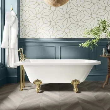 Abingdon 1700mm Single Ended Roll Top Bath - Brushed Brass Ball Feet