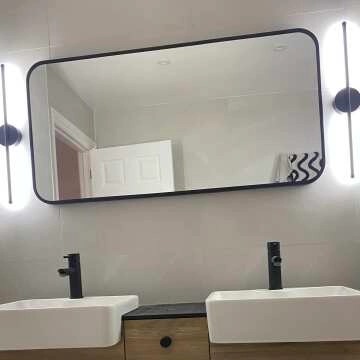 Olivia Black Framed Rectangular Bathroom Mirror 600x1200mm