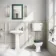 Hudson Traditional Low-Level Toilet With Midnight Green Seat & Pedestal Basin - Double Tap Hole