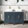 Bermuda Inky Blue Vanity with Marble Top & Curved Counter Top Basin 1200mm - Brass Knurled Handles